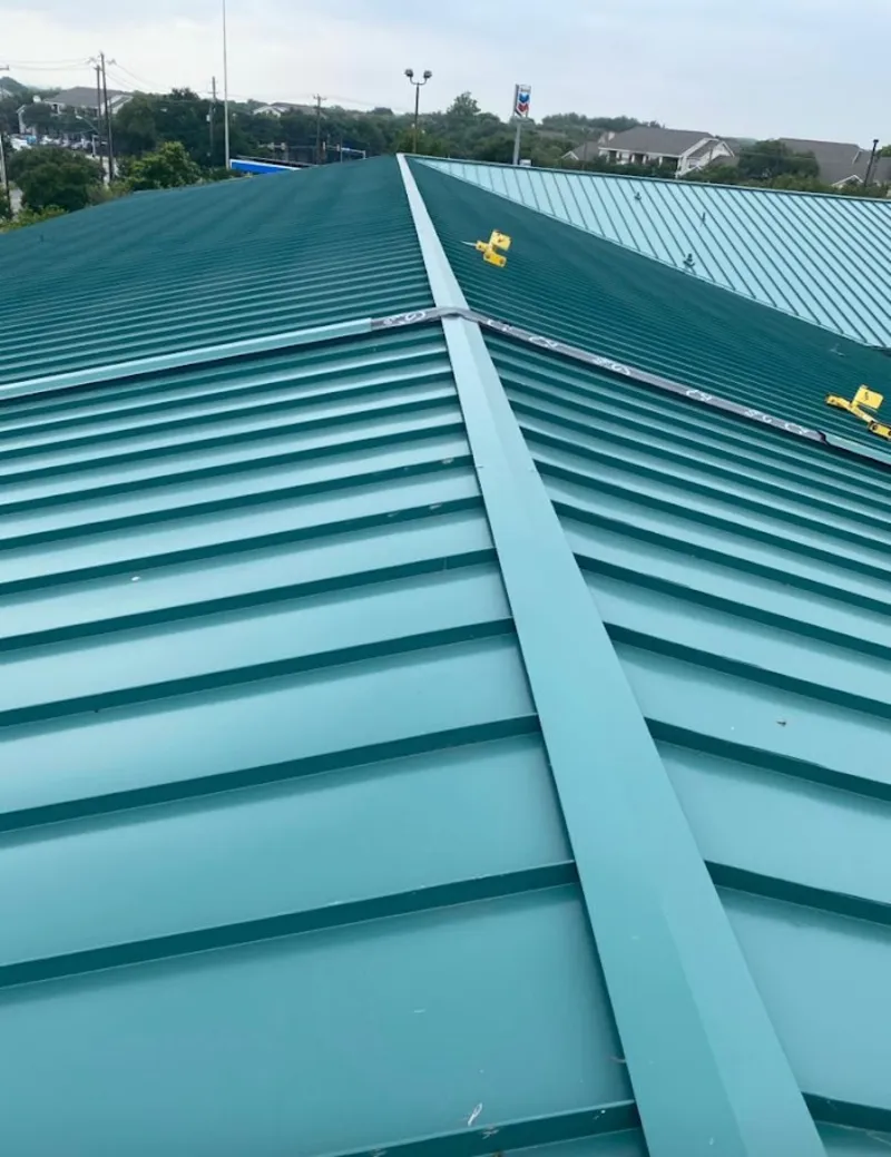 Green commercial metal roof ridge and valley for Metal Roof Repair in Guymon